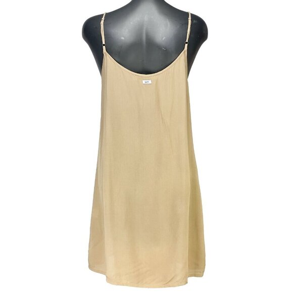 TOTEM Minimalist‎ Casual Neutral Tan Beige Clean Summer Slip Viscose Dress sz L - Picture 3 of 7